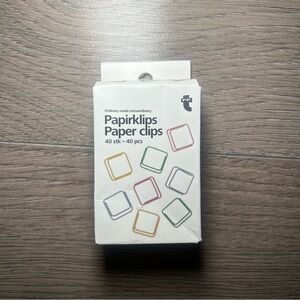 4/$20 NWT Flying Tiger Copenhagen Square Multi Coloured Paper Clips 40 pcs